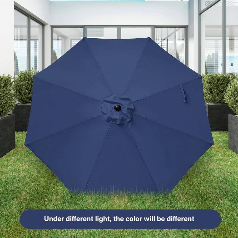 Large Navy Blue Polyester Outdoor Patio Umbrella with Steel Frame