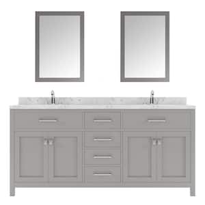 Caroline 72 in. W x 22 in. D x 35 in. H Double Sink Bath Vanity in Gray with Quartz Top and Mirror