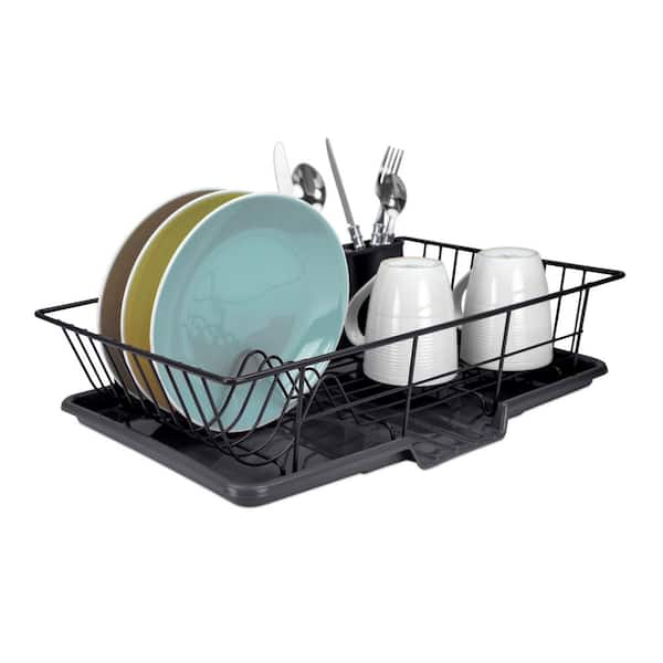 Home Basics 3-Piece Stainless Steel & Chrome Kitchen Sink Dish Drainer Set 