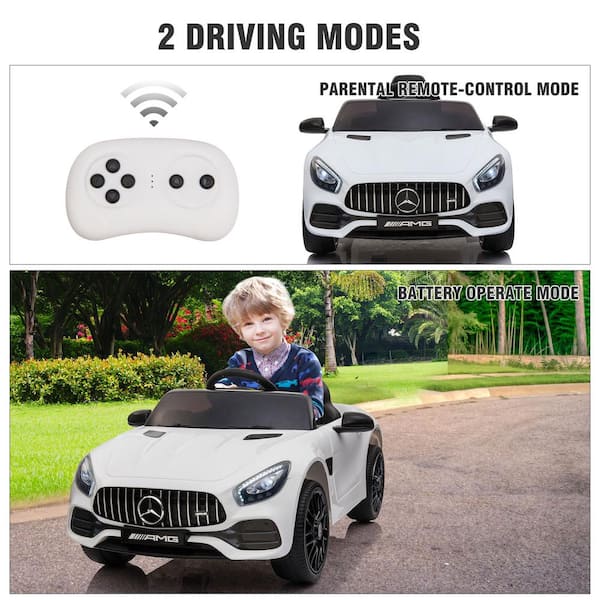 Aosom 12V Mercedes Kids Car Licensed Benz Ride On Car For 3 - 8 Years Old  Kids Perfect Toy Gift With Parental Remote Control Suspension Wheel White