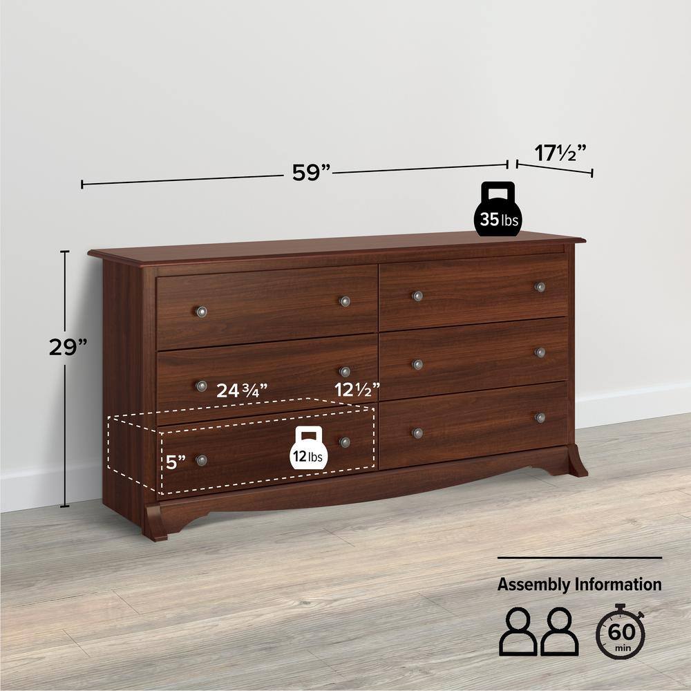 Monterey 6-Drawer White Dresser - thumbnail 6