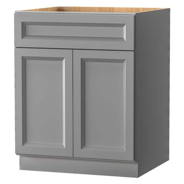 PELHAM & WHITE Keyport Shaker 27 in. W x 24 in. D x 34.5 in. H in Charcoal Plywood Tool-Free Ready To Assemble Base Kitchen Cabinet