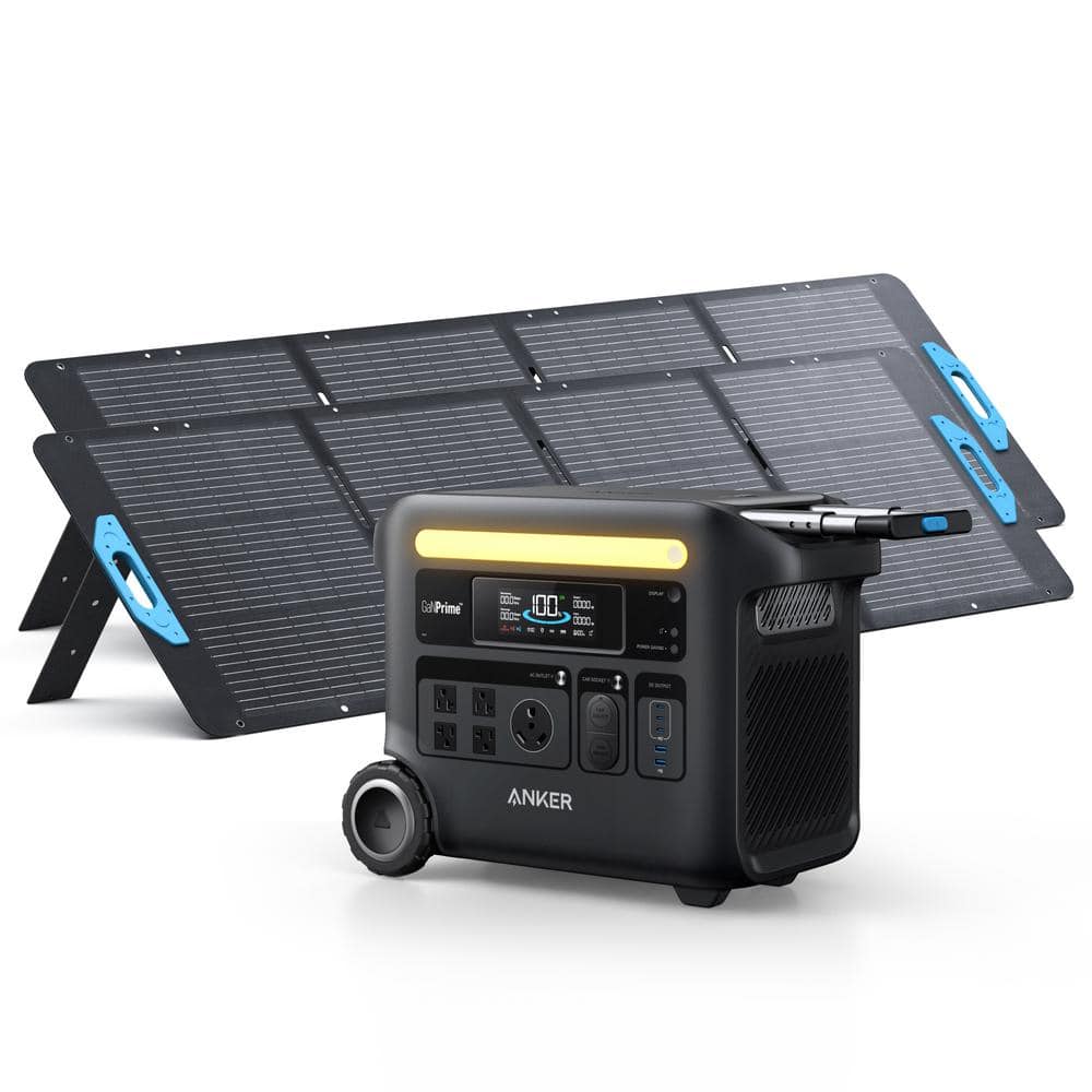 SOLIX F2600 2,400W Output 2,560Wh Solar Generator w/ 2 200W Solar Panels fo