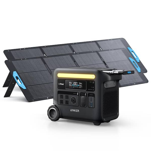 SOLIX F2600 2,400W Output 2,560Wh Solar Generator w/ 2 200W Solar Panels for Home Backup/Outdoor/RV Push Button Start