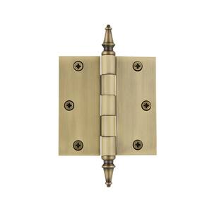 3.5 in. Steeple Tip Residential Hinge with Square Corners in Vintage Brass