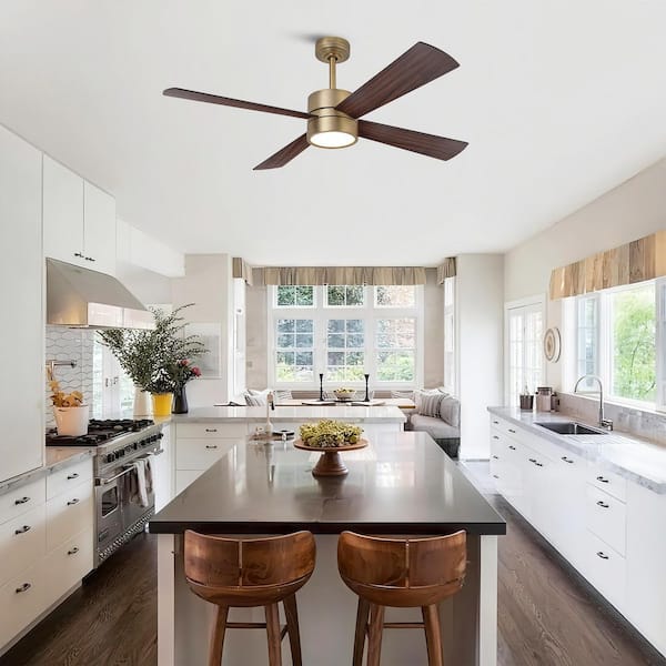 52 in. Indoor Modern Gold Downrod 6-Speed Smart Ceiling Fan with RGB Color LED Light and APP Control/Remote