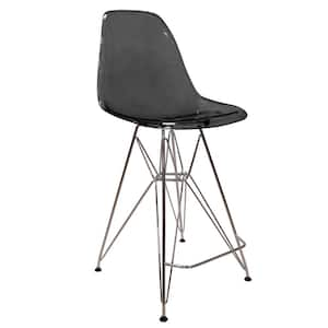 Cresco Modern Acrylic Barstool with Chrome Base and Footrest (Transparent Black)