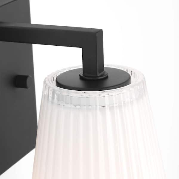 Generation Lighting - Upson 5 in. W x 7.75 in. H 1-Light Midnight Black Dimmable Wall Sconce with Glass Shade and No Bulb Included