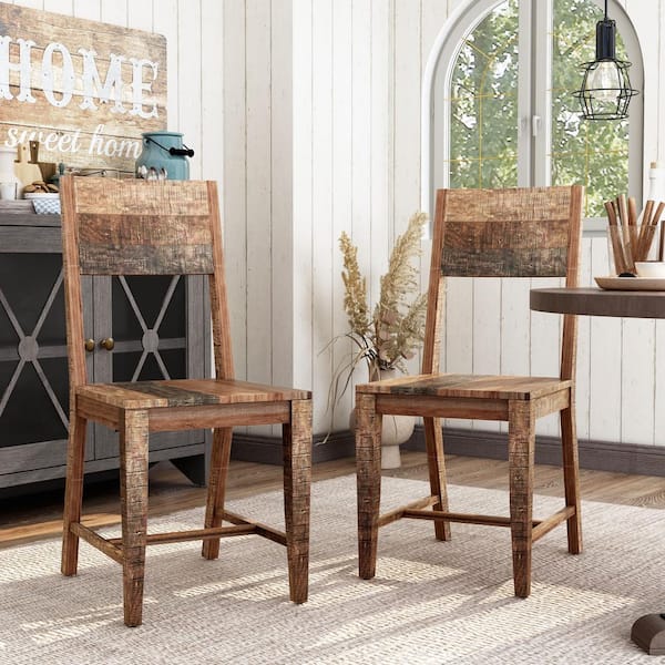 Furniture of America Sunniva Natural Solid Mango Wood Dining Side Chair (Set of 2)