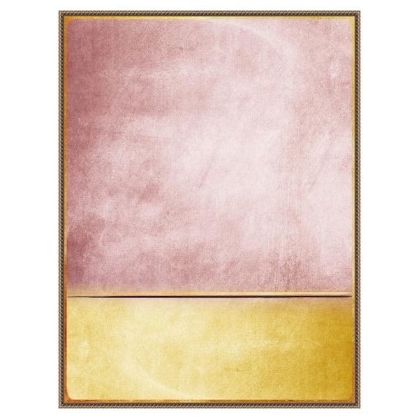 Amanti Art "Pink and Yellow 3" by Alyson Storms 1-Piece Floater Frame Giclee Abstract Canvas Art Print 42 in. x 32 in.