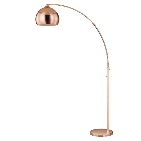 ARTIVA Alrigo Rose Copper 80 in. LED Arched Dimmable Floor Lamp