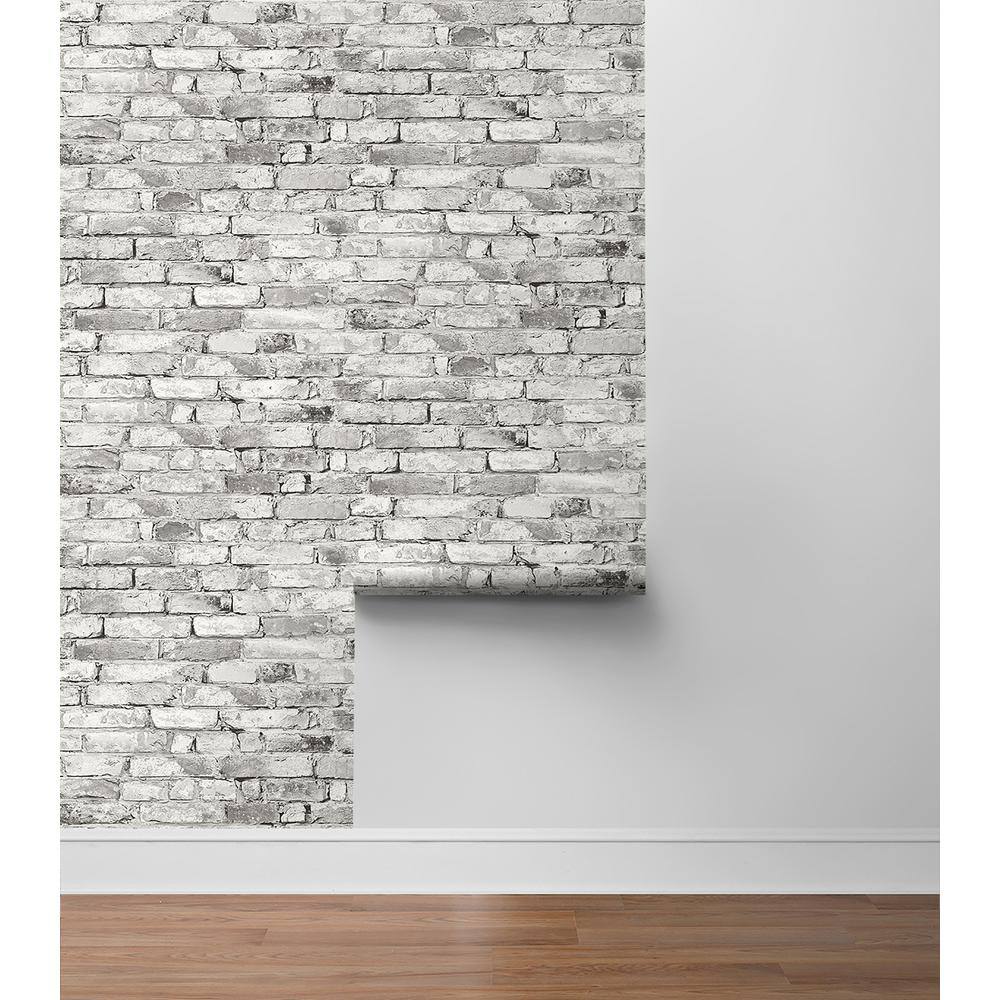Shadow Gray Vinyl Brick Peel and Stick Wallpaper