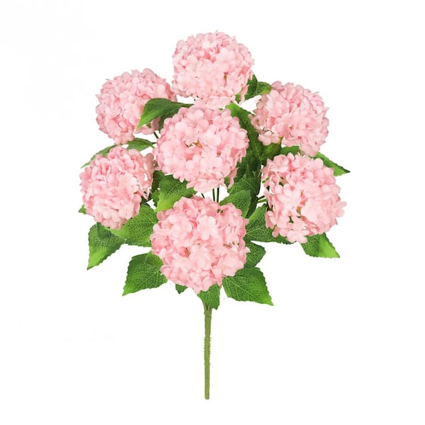 LIVING LUXURY 12 in. Blush Pink Artificial Guelder Rose Snowball Flower Stem Bush Bouquet Set of 2