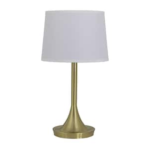Bryce 27 in. 1-Light Table Lamp in Brushed Gold with White Fabric Shade