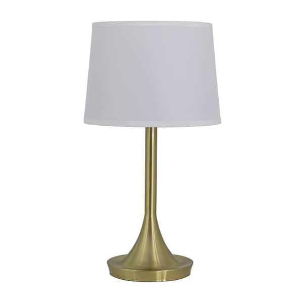 Yosemite Home Decor Bryce 27 in. 1-Light Table Lamp in Brushed Gold with White Fabric Shade