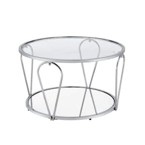 Orrum 31 in. Chrome Round Glass Coffee Table