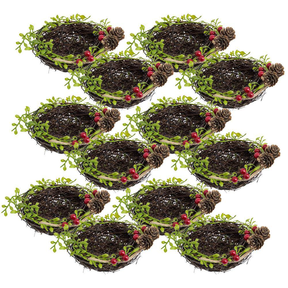 A & B Home 4.5 in. Dia. Bird Nests Set of 12 Green KSA10452 The