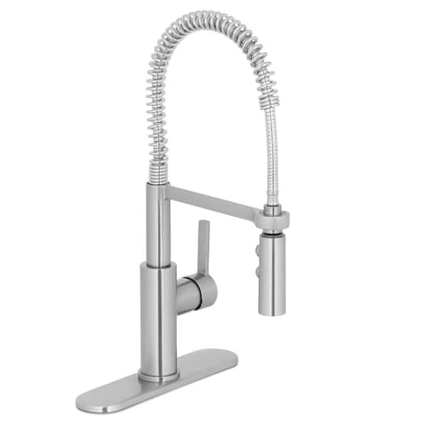 Glacier Bay Statham Single-Handle Coil Spring Neck Kitchen Faucet in Stainless Steel
