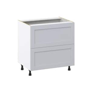 33 in. W x 24 in. D x 34.5 in. H Cumberland Light Gray Shaker Assembled Base Kitchen Cabinet with 2 Drawers