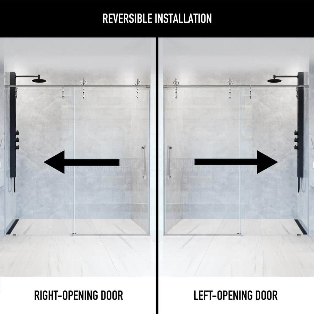 Hamilton 56-60" Chrome Frameless Sliding Shower Door with Clear Glass