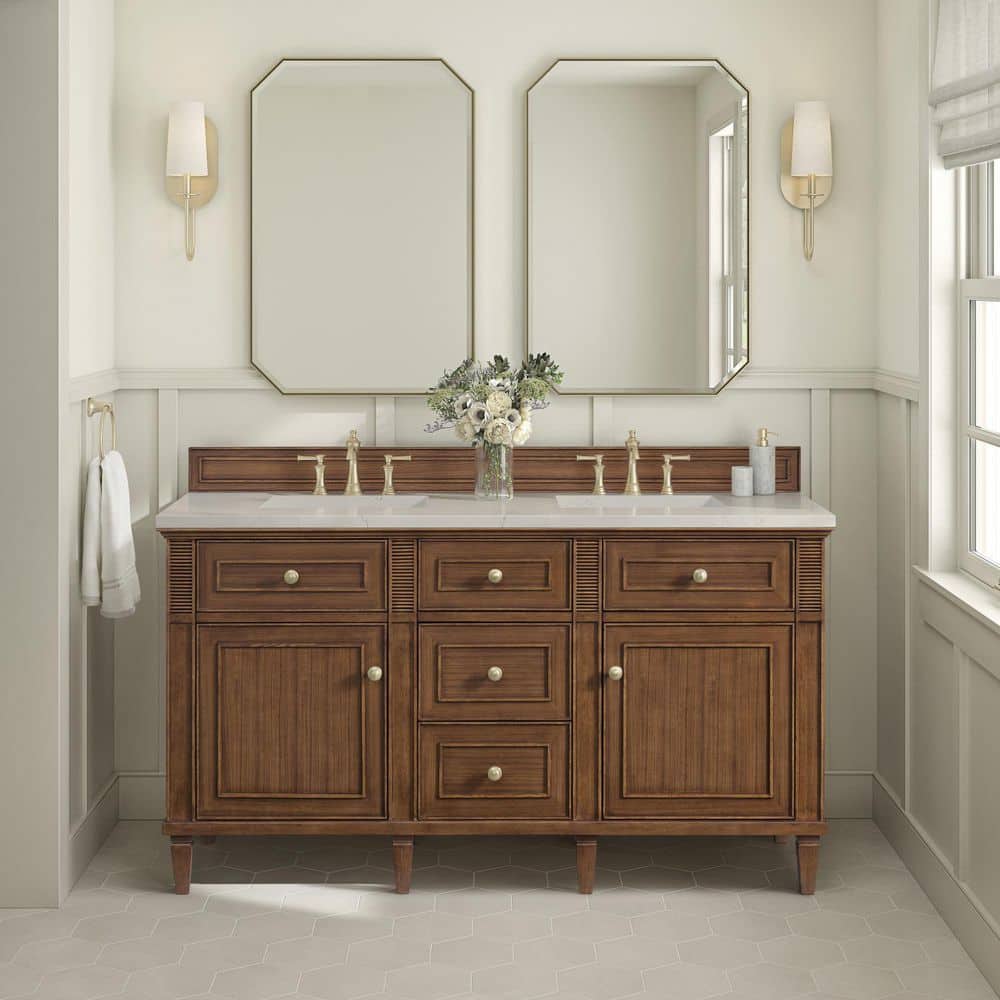 Lorelai 60.0 in. Double Bath Vanity in Mid-Century Walnut with Siberian Quartz Top price history on PriceWatchPro