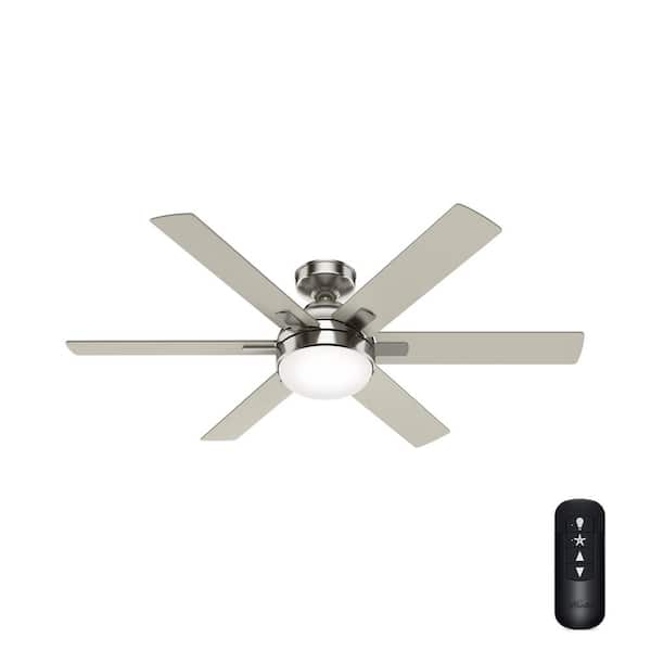 Hunter Hardaway 52 in. LED Indoor Brushed Nickel Ceiling Fan with Light Kit and Remote