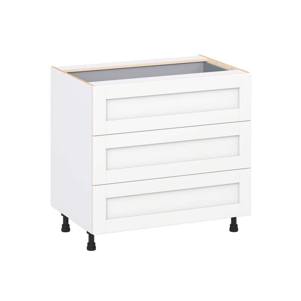 Milton 36 in. W x 24 in. D x 34.5 in. H Assembled Shaker Drawer Base Kitchen Cabinet in Bright White with 4 Drawers price history on PriceWatchPro