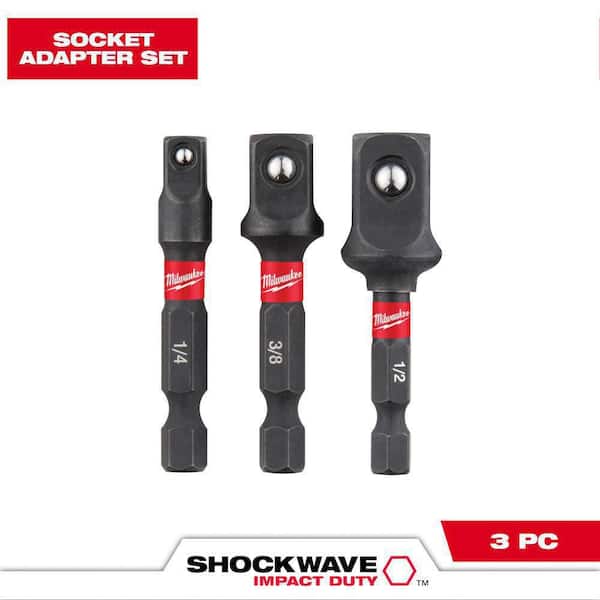 Milwaukee SHOCKWAVE Impact Duty 1/4 in. Hex Shank Socket Adapter Set (3-Piece)
