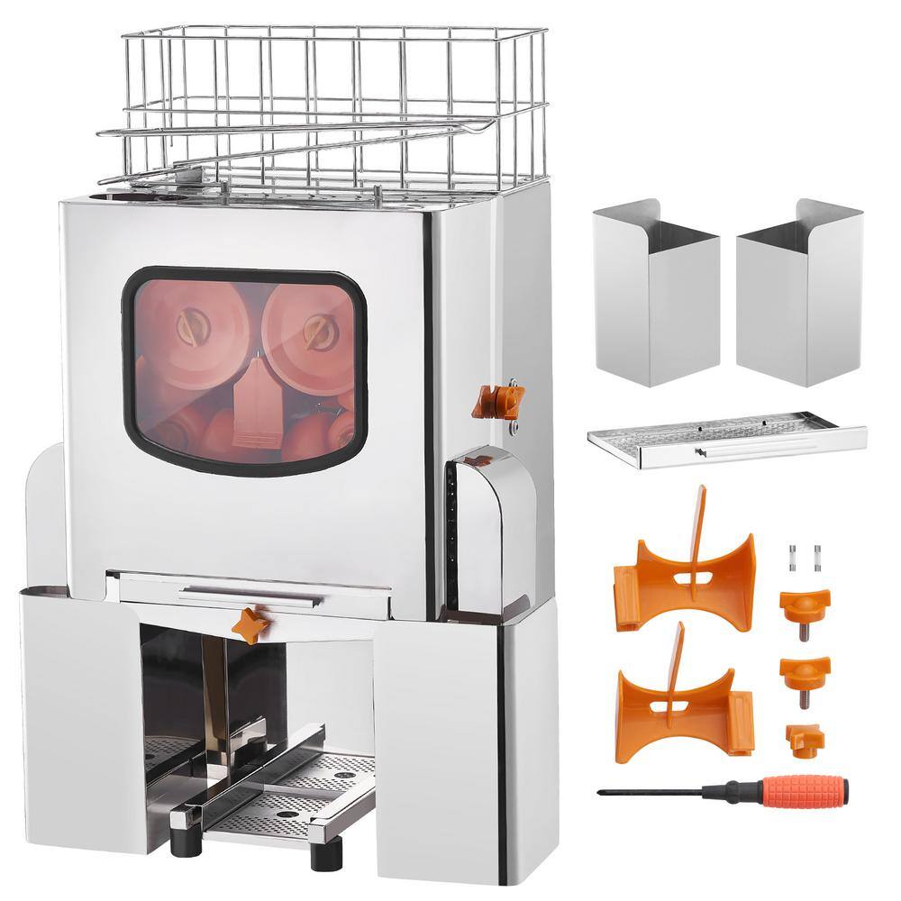 Commercial Orange Juicer Machine 120 Watt Automatic 20 Oranges/Minute Stainless Steel Pull-Out Filter Box Silver