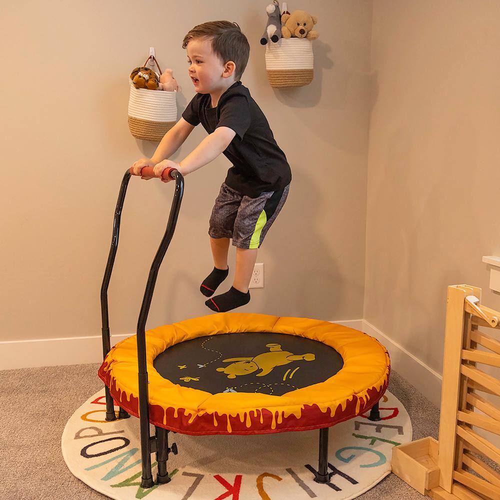 36 Inch Red and Yellow Kids' Round Trampoline with Enclosure