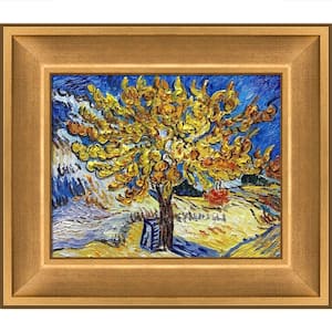 The Mulberry Tree by Vincent Van Gogh Muted Gold Glow Framed Nature Oil Painting Art Print 12 in. x 14 in.