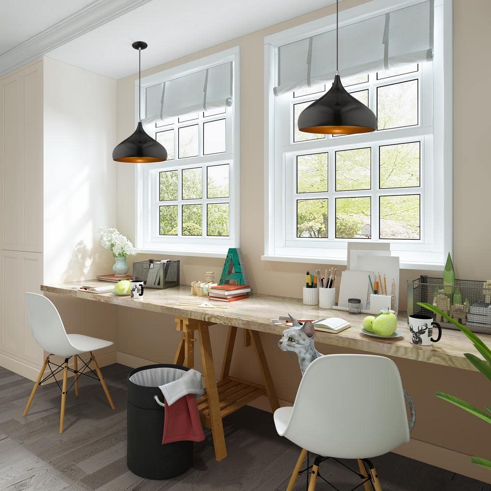 Shiny Black and Gold Mini Pendant Light