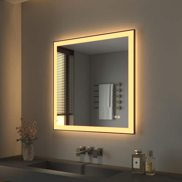 TOOLKISS 36 in. W x 36 in. H Rectangular Framed LED Anti-Fog Wall