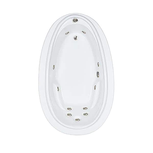 Comfortflo Premier 72 in. x 44 in. Acrylic Oval Drop-in Whirlpool Bathtub with Reversible Drain in Bone