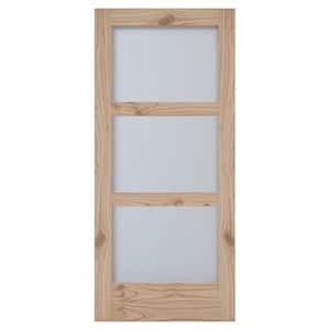 MODA Rustic 24 in. x 80 in. Solid Wood Full Lite Frosted Glass Unfinished Wood Interior Door Slab
