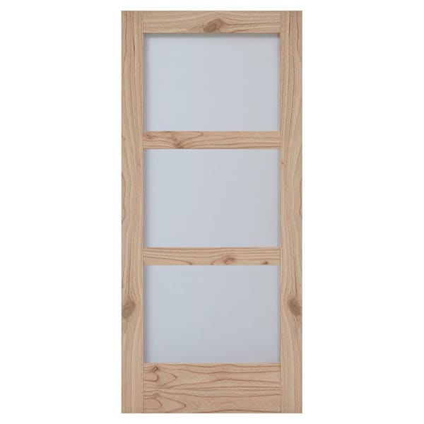 JELD-WEN MODA Rustic 28 in. x 80 in. Solid Wood Full Lite Frosted Glass Unfinished Wood Interior Door Slab