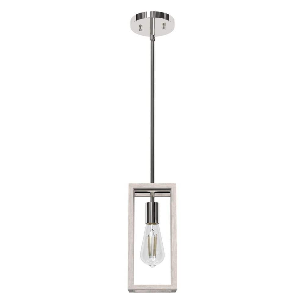 Chrome Distressed White Glass LED Mini Pendant Light