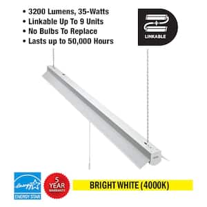 4 ft. 64-Watt Equivalent Integrated LED White Shop Light Linkable 3200 Lumens 4000K Bright White (12-Pack)