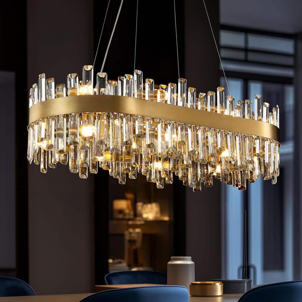 LuminFan 16-Light Gold Luxury Crystal Chandelier for Living Room