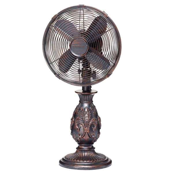 Deco Breeze 10 in. Copper Fleur De Lis Table Fan