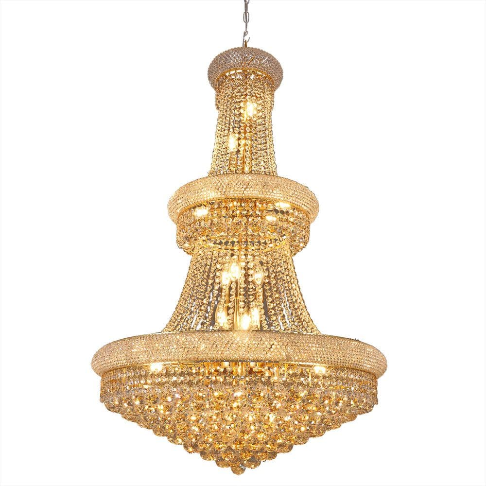 21-Light Gold Crystal Chandelier Circle Round Chandelier for Dining Living 