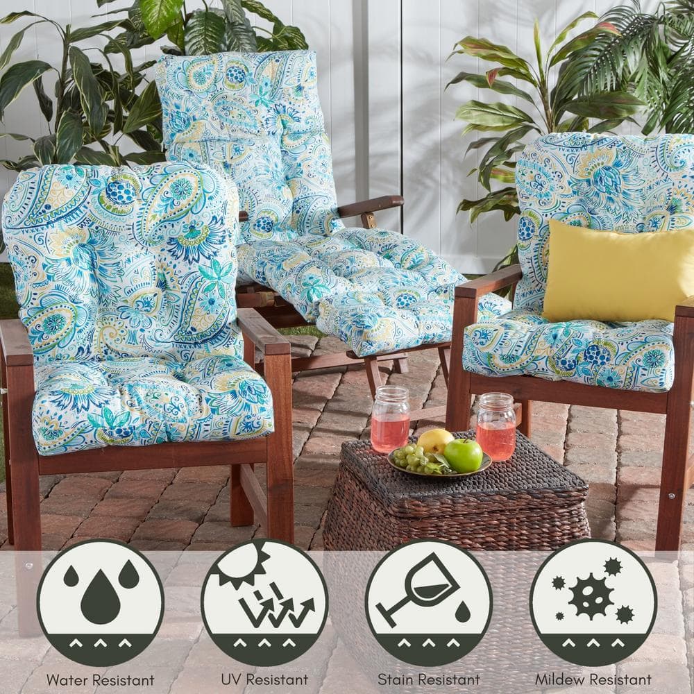 Baltic Paisley Tufted Polyester Outdoor Chaise Lounge Cushion