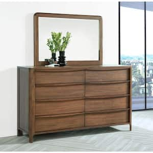 Maderia Walnut 8-Drawer 70 in. Dresser with Mirror