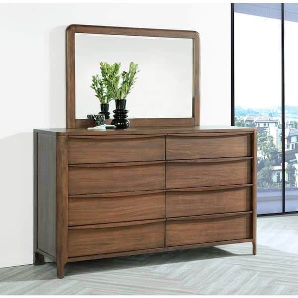 Coaster Maderia Walnut 8-Drawer 70 in. Dresser with Mirror