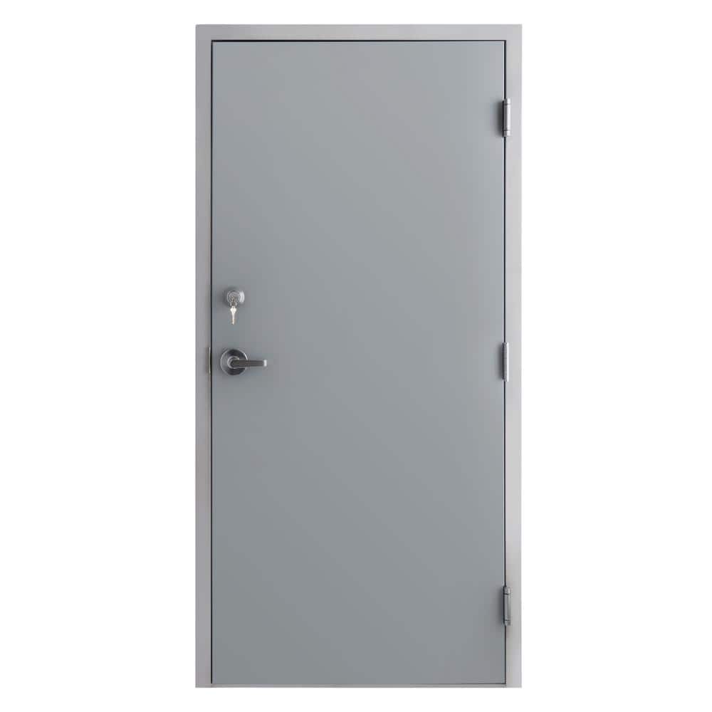 Armor Door 36 in. x 84 in. Gray LeftHand Flush Steel Commercial Door