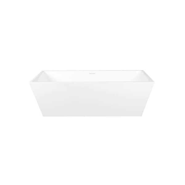 72 in. x 31 in. Soaking Bathtub with Center Drain in Glossy White with Brushed Nickel Trim