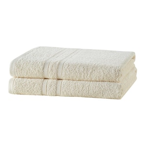 Bleach Friendly, Quick Dry, 100% Cotton Bath Towels (30 in. L x 52 in. W), Highly Absorbent, Lt Weight (2-Pack, Ivory)