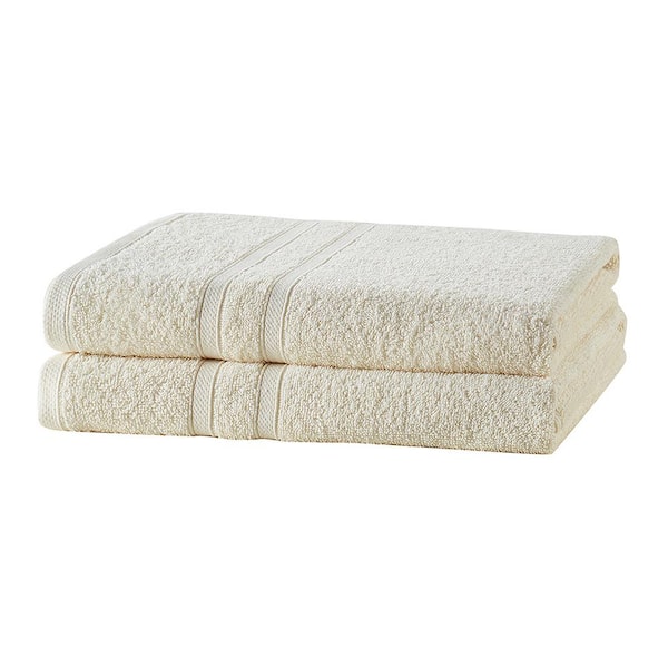 Clorox Bleach Friendly, Quick Dry, 100% Cotton Bath Towels (30 in. L x 52 in. W), Highly Absorbent, Lt Weight (2-Pack, Ivory)