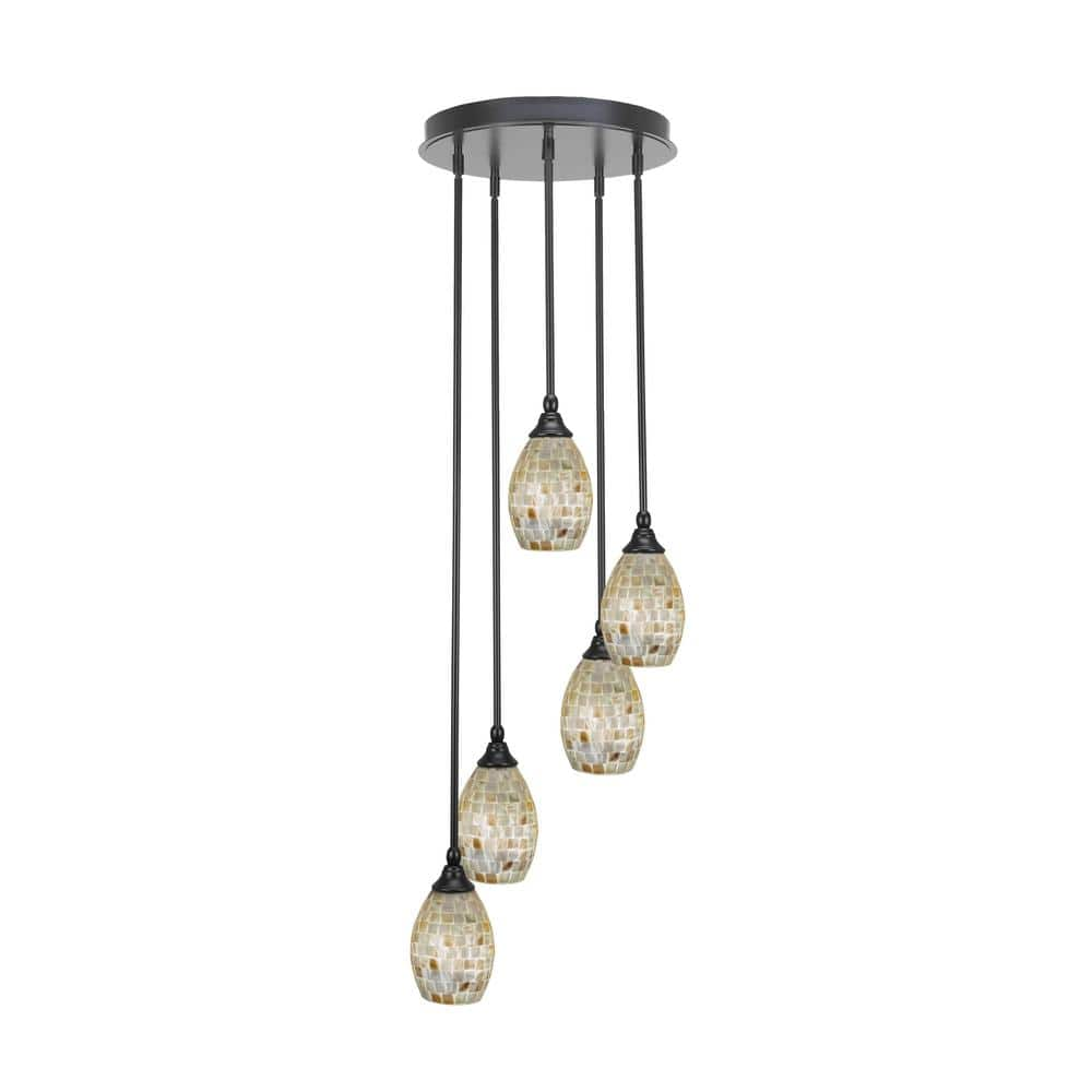 Villa 5 Light Matte Black Pendant, Cluster Pendant Light with 5 in ...