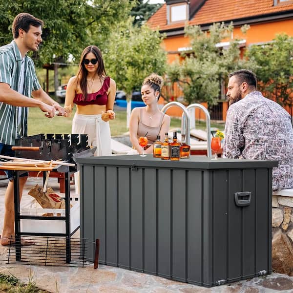 domi outdoor living 200 Gal. Dark Grey Metal Deck Box